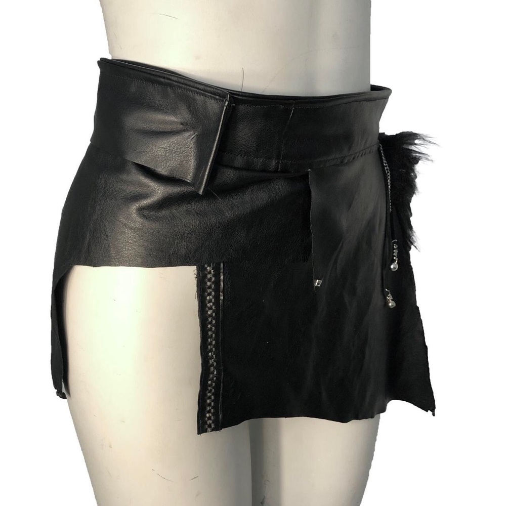 Black Faux Leather Rave Skirt/Belt